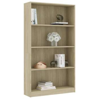  Bücherregal 4 Fächer Sonoma-Eiche 80x24x142 cm Holzwerkstoff