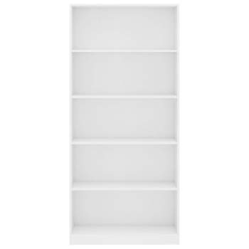  Bücherregal 5 Fächer Weiß 80x24x175 cm Holzwerkstoff