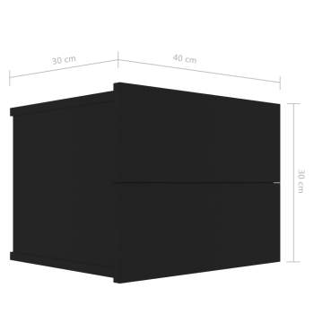  Nachttisch Schwarz 40x30x30 cm Holzwerkstoff