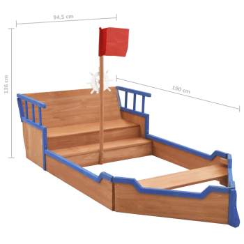 Sandkasten Piratenschiff Tannenholz 190x94,5x101 cm