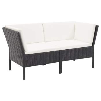  6-tlg. Garten-Lounge-Set mit Auflagen Poly Rattan Schwarz