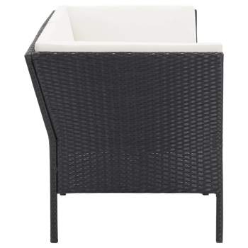  6-tlg. Garten-Lounge-Set mit Auflagen Poly Rattan Schwarz