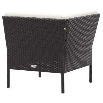  6-tlg. Garten-Lounge-Set mit Auflagen Poly Rattan Schwarz