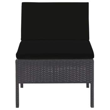  6-tlg. Garten-Lounge-Set mit Auflagen Poly Rattan Schwarz