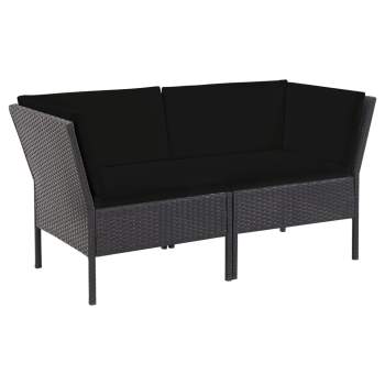 Preview:  6-tlg. Garten-Lounge-Set mit Auflagen Poly Rattan Schwarz