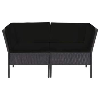 Preview:  6-tlg. Garten-Lounge-Set mit Auflagen Poly Rattan Schwarz