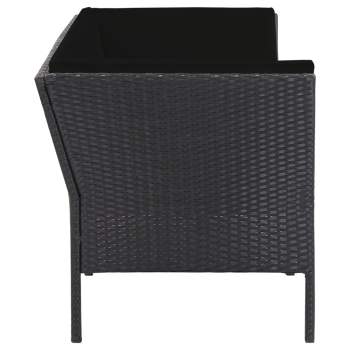  6-tlg. Garten-Lounge-Set mit Auflagen Poly Rattan Schwarz