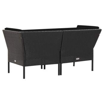  6-tlg. Garten-Lounge-Set mit Auflagen Poly Rattan Schwarz