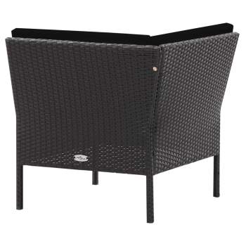  6-tlg. Garten-Lounge-Set mit Auflagen Poly Rattan Schwarz