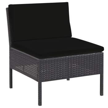  6-tlg. Garten-Lounge-Set mit Auflagen Poly Rattan Schwarz