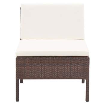 6-tlg. Garten-Lounge-Set mit Auflagen Poly Rattan Braun