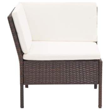 6-tlg. Garten-Lounge-Set mit Auflagen Poly Rattan Braun