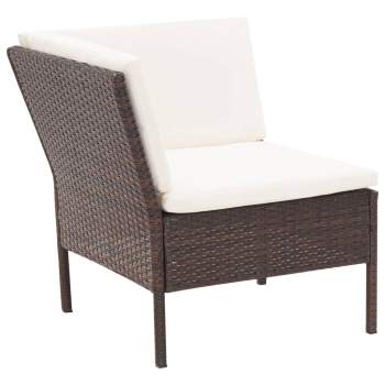 8-tlg. Garten-Lounge-Set mit Auflagen Poly Rattan Braun