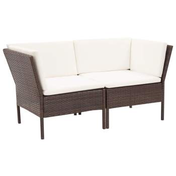 8-tlg. Garten-Lounge-Set mit Auflagen Poly Rattan Braun