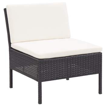  8-tlg. Garten-Lounge-Set mit Auflagen Poly Rattan Schwarz