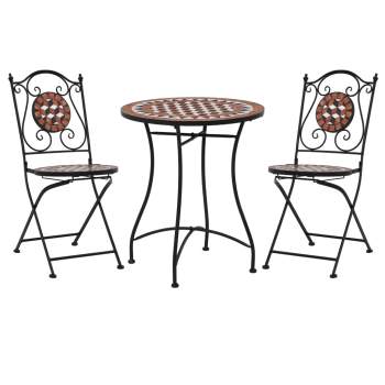  3-tlg. Bistro-Set Mosaik Keramik Terrakotta  