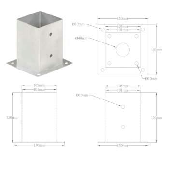 Pfostenanker 4 Stk. Metall 101 mm