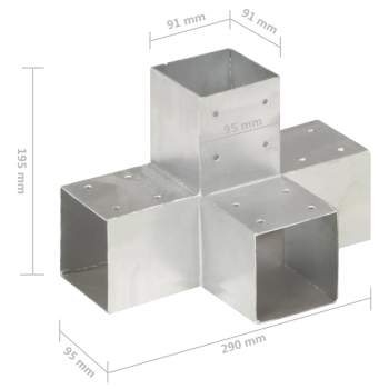  Pfostenverbinder 4 Stk. X-Form Metall 91 x 91 mm