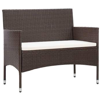  4-tlg. Garten-Lounge-Set mit Auflagen Poly Rattan Braun