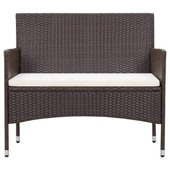  4-tlg. Garten-Lounge-Set mit Auflagen Poly Rattan Braun