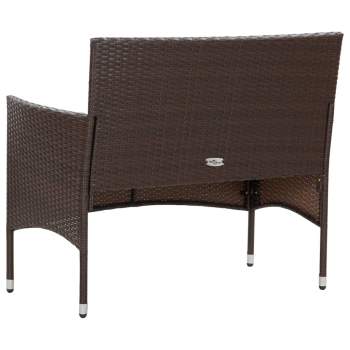  4-tlg. Garten-Lounge-Set mit Auflagen Poly Rattan Braun