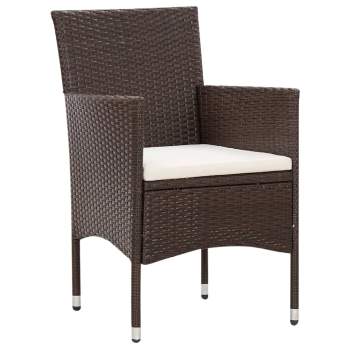  4-tlg. Garten-Lounge-Set mit Auflagen Poly Rattan Braun