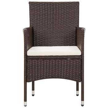  4-tlg. Garten-Lounge-Set mit Auflagen Poly Rattan Braun