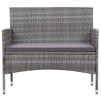  4-tlg. Garten-Lounge-Set mit Auflagen Poly Rattan Grau