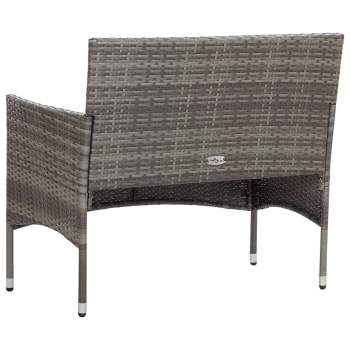  4-tlg. Garten-Lounge-Set mit Auflagen Poly Rattan Grau