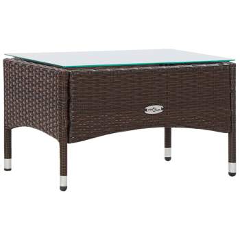  4-tlg. Garten-Lounge-Set mit Auflagen Poly Rattan Braun