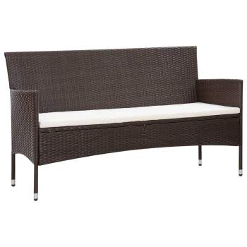  4-tlg. Garten-Lounge-Set mit Auflagen Poly Rattan Braun