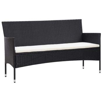  4-tlg. Garten-Lounge-Set mit Auflagen Poly Rattan Schwarz