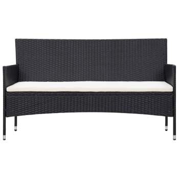  4-tlg. Garten-Lounge-Set mit Auflagen Poly Rattan Schwarz