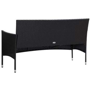  4-tlg. Garten-Lounge-Set mit Auflagen Poly Rattan Schwarz