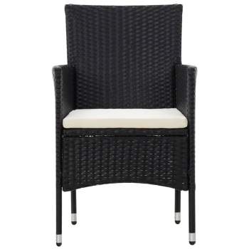  4-tlg. Garten-Lounge-Set mit Auflagen Poly Rattan Schwarz