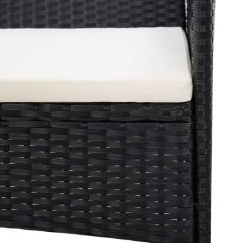  4-tlg. Garten-Lounge-Set mit Auflagen Poly Rattan Schwarz