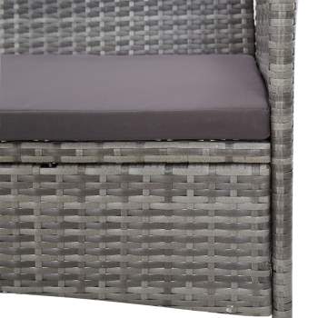  4-tlg. Garten-Lounge-Set mit Auflagen Poly Rattan Grau