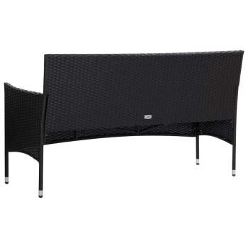  4-tlg. Garten-Lounge-Set mit Auflagen Poly Rattan Schwarz