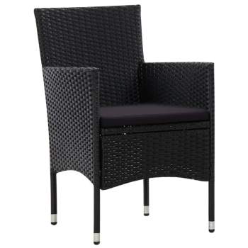  4-tlg. Garten-Lounge-Set mit Auflagen Poly Rattan Schwarz