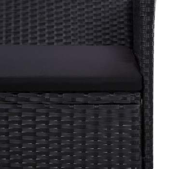  4-tlg. Garten-Lounge-Set mit Auflagen Poly Rattan Schwarz