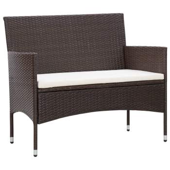  6-tlg. Garten-Lounge-Set mit Auflagen Poly Rattan Braun