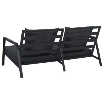  2-Sitzer-Gartensofa mit Auflagen Dunkelgrau Aluminium
