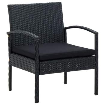 Preview:  4-tlg. Garten-Lounge-Set mit Auflagen Poly Rattan Schwarz
