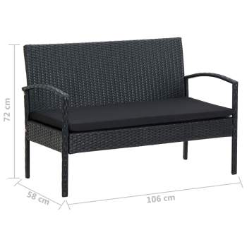  4-tlg. Garten-Lounge-Set mit Auflagen Poly Rattan Schwarz