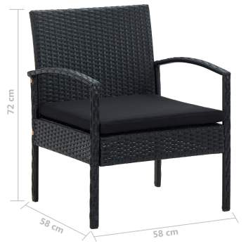  4-tlg. Garten-Lounge-Set mit Auflagen Poly Rattan Schwarz