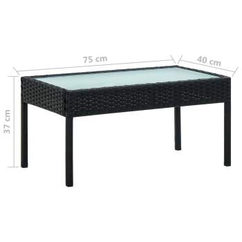  4-tlg. Garten-Lounge-Set mit Auflagen Poly Rattan Schwarz
