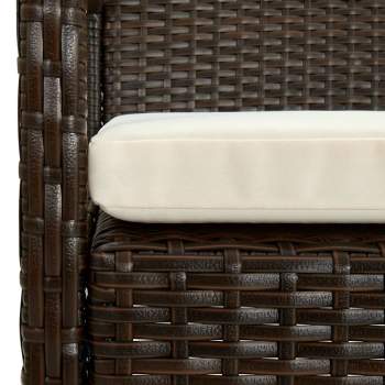  Gartenstuhl mit Kissen Poly Rattan Braun