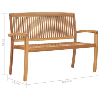  Gartenbank 2-Sitzer Stapelbar 128,5 cm Massivholz Teak