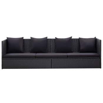 Preview:  Garten-Sofabett mit Kissen Poly Rattan Schwarz