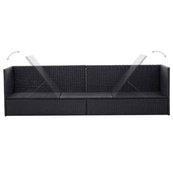 Preview:  Garten-Sofabett mit Kissen Poly Rattan Schwarz